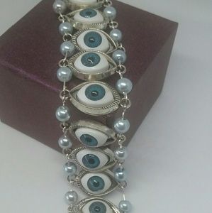 Handmade Recycled Evil Eye clasp bracelet